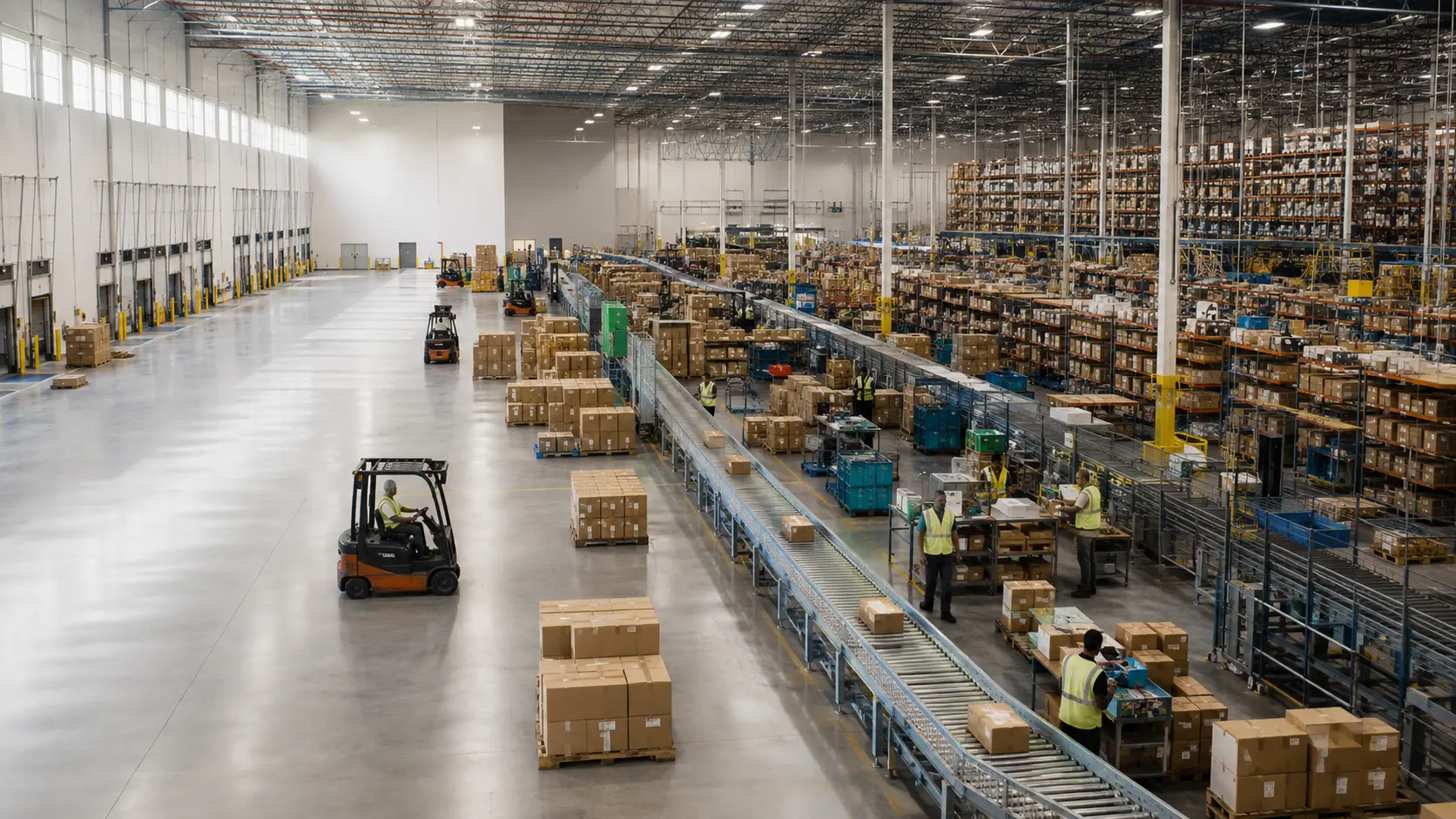 A warehouse coordinating fulfilment activity